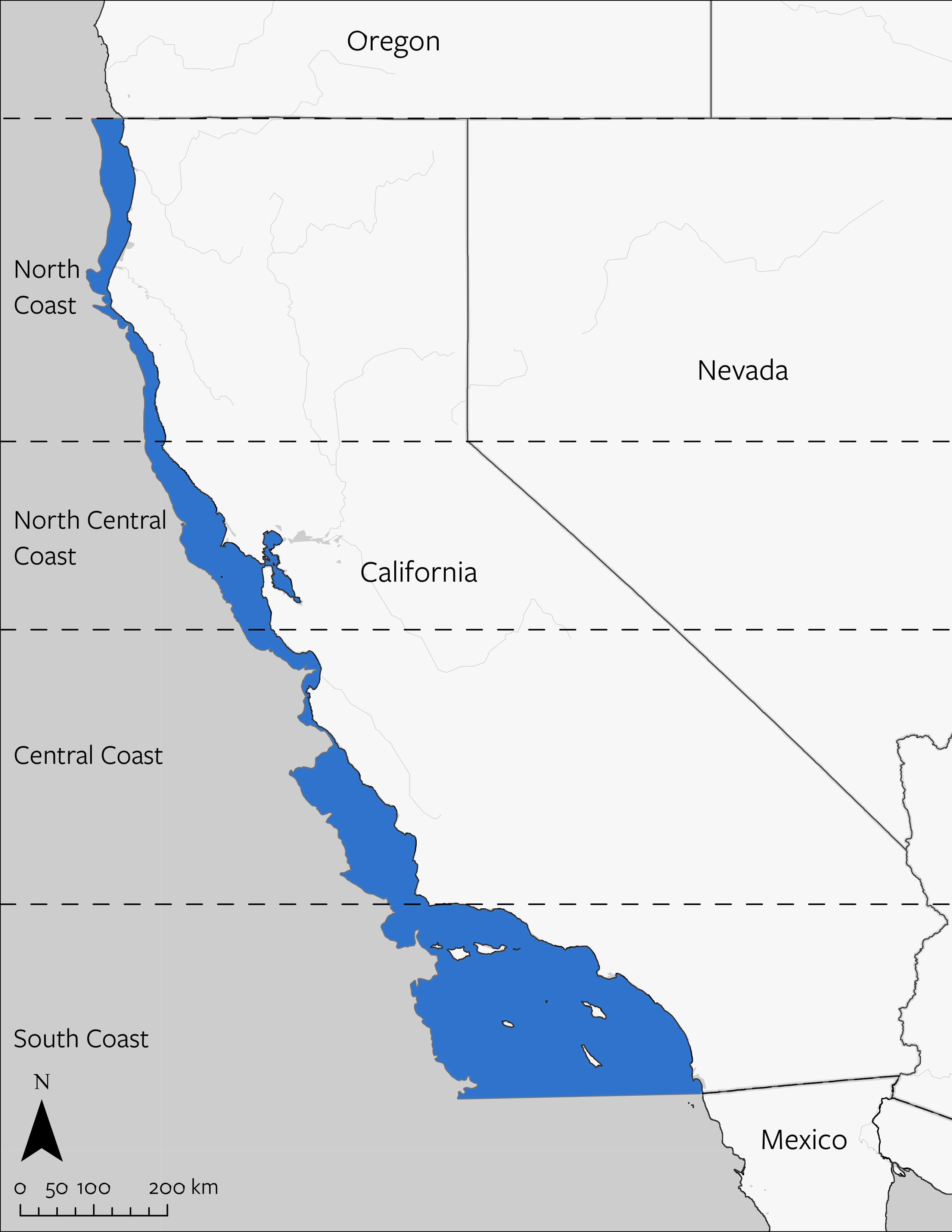 Harbor Seal's geographic range in California